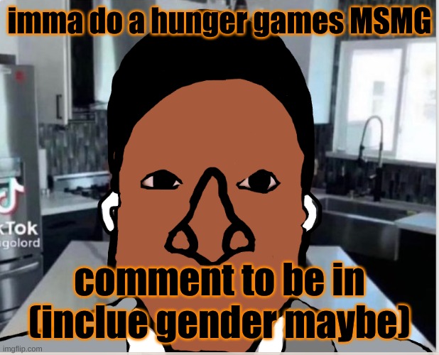 n | imma do a hunger games MSMG; comment to be in
(include gender maybe) | image tagged in n | made w/ Imgflip meme maker