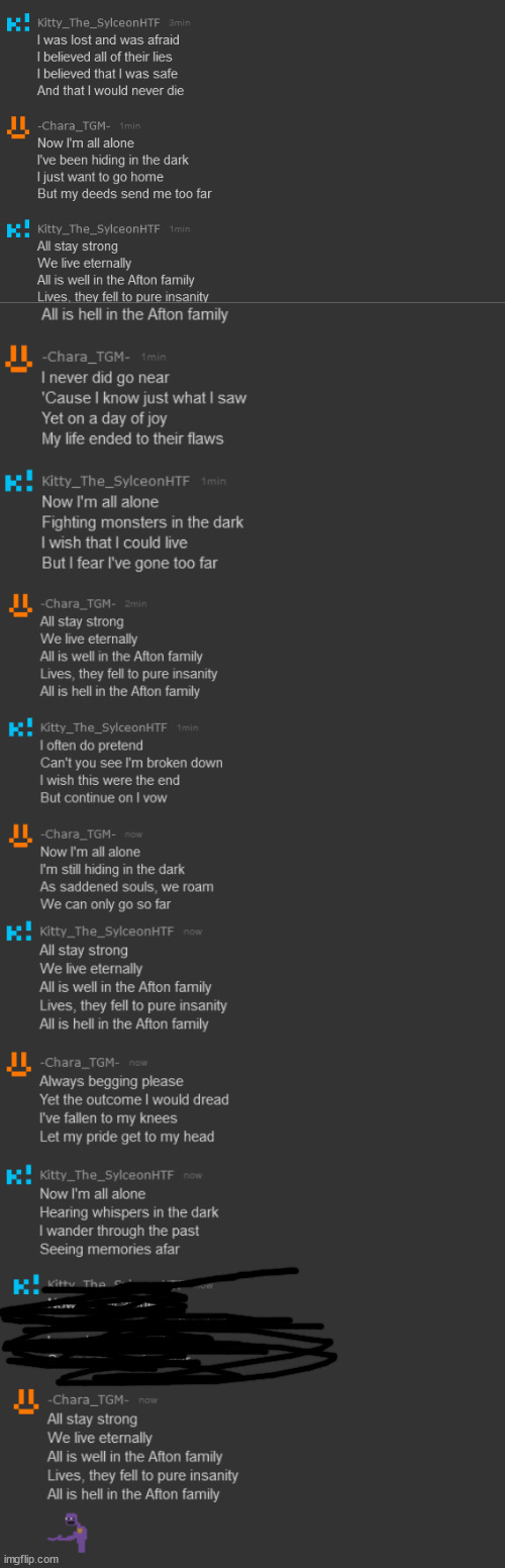 afton family lyrics (sorry i had to cross out one part bc all ready said that/put it there) | made w/ Imgflip meme maker