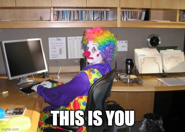 clown computer | THIS IS YOU | image tagged in clown computer | made w/ Imgflip meme maker