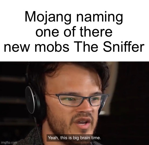 Yeah, this is big brain time | Mojang naming one of there new mobs The Sniffer | image tagged in yeah this is big brain time | made w/ Imgflip meme maker