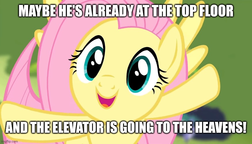 MAYBE HE'S ALREADY AT THE TOP FLOOR AND THE ELEVATOR IS GOING TO THE HEAVENS! | made w/ Imgflip meme maker