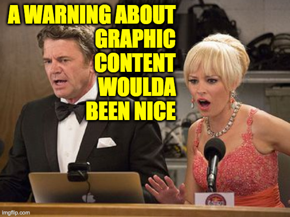 A WARNING ABOUT
GRAPHIC
CONTENT
WOULDA
BEEN NICE | made w/ Imgflip meme maker