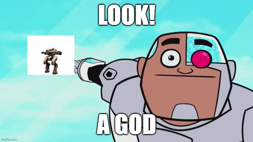 im crating a god | LOOK! A GOD | image tagged in god,birds,cyborg | made w/ Imgflip meme maker
