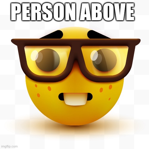 Nerd emoji | PERSON ABOVE | image tagged in nerd emoji | made w/ Imgflip meme maker