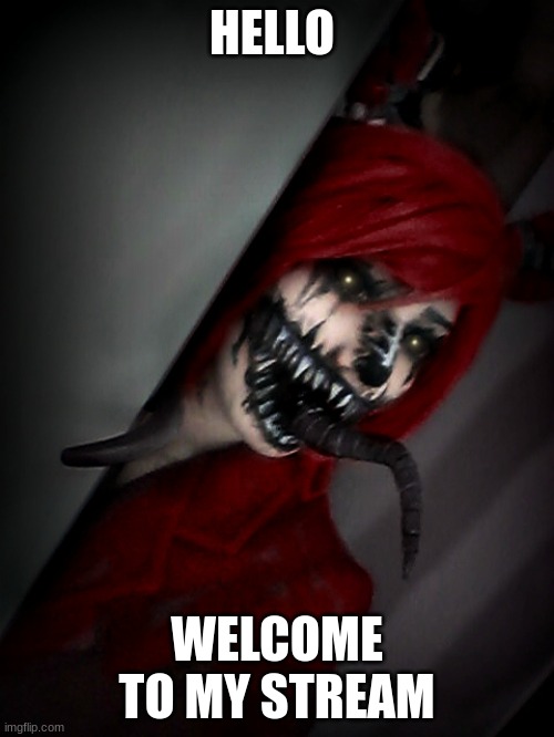 foxy says hello | HELLO; WELCOME TO MY STREAM | image tagged in nightmare human foxy | made w/ Imgflip meme maker