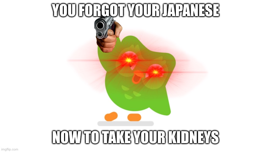 Doulingo | YOU FORGOT YOUR JAPANESE NOW TO TAKE YOUR KIDNEYS | image tagged in doulingo | made w/ Imgflip meme maker