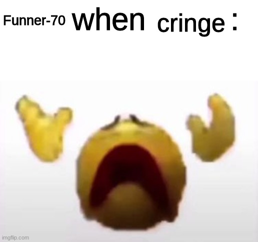 User When Offended: | cringe; Funner-70 | image tagged in user when offended | made w/ Imgflip meme maker