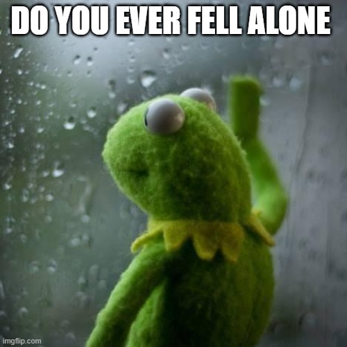 alone | DO YOU EVER FELL ALONE | image tagged in kermet window | made w/ Imgflip meme maker