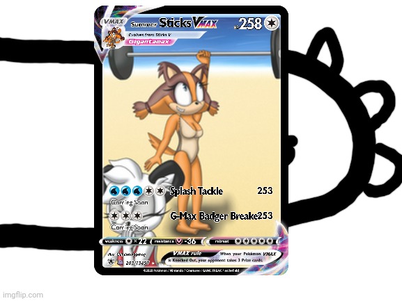 Sticks the Badger | image tagged in blank white template,sonic the hedgehog,sticks the badger,pokemon card | made w/ Imgflip meme maker