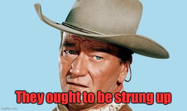 John Wayne | They ought to be strung up | image tagged in john wayne | made w/ Imgflip meme maker
