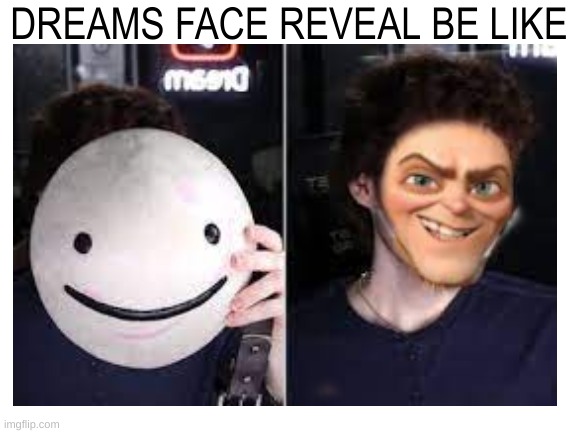 Dreams face reveal be like | DREAMS FACE REVEAL BE LIKE | image tagged in dream,minecraft | made w/ Imgflip meme maker