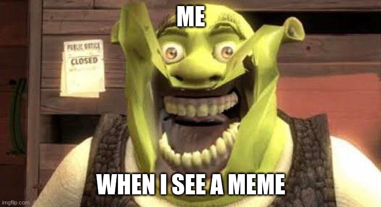 Shrek happy | ME; WHEN I SEE A MEME | image tagged in funny,so true memes | made w/ Imgflip meme maker