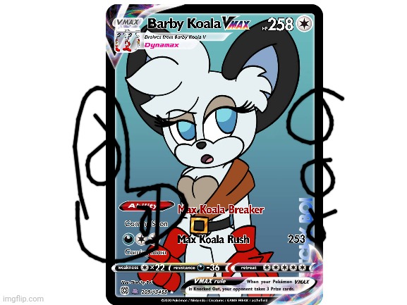 Barby Koala | image tagged in blank white template,barby koala,sonic the hedgehog,pokemon card | made w/ Imgflip meme maker