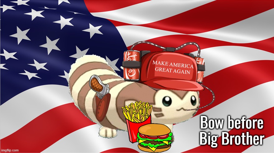 American Furret | Bow before Big Brother | image tagged in american furret | made w/ Imgflip meme maker