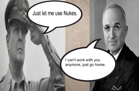 High Quality Truman vs. MacArthur Blank Meme Template