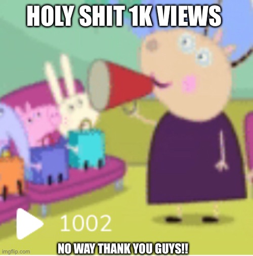1002 views!! No way | HOLY SHIT 1K VIEWS; NO WAY THANK YOU GUYS!! | image tagged in memes,views | made w/ Imgflip meme maker