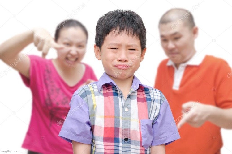 Asian kid yelled at by parents | image tagged in asian kid yelled at by parents | made w/ Imgflip meme maker