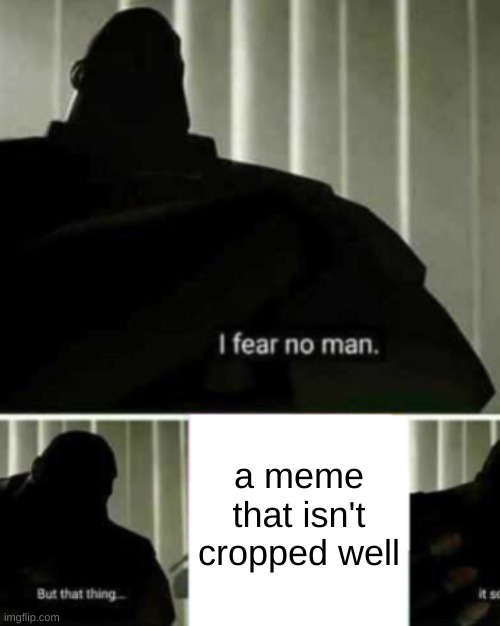 only true memers will understand |  a meme that isn't cropped well | image tagged in i fear no man,memes,funny,funny memes,barney will eat all of your delectable biscuits,intellecc | made w/ Imgflip meme maker
