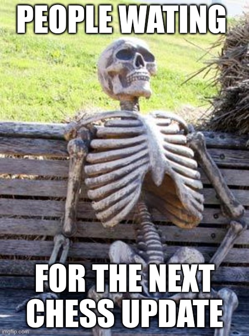 Waiting Skeleton Meme | PEOPLE WATING; FOR THE NEXT CHESS UPDATE | image tagged in memes,waiting skeleton | made w/ Imgflip meme maker