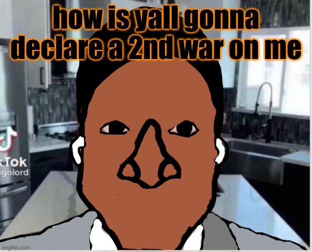 n | how is yall gonna declare a 2nd war on me | image tagged in n | made w/ Imgflip meme maker