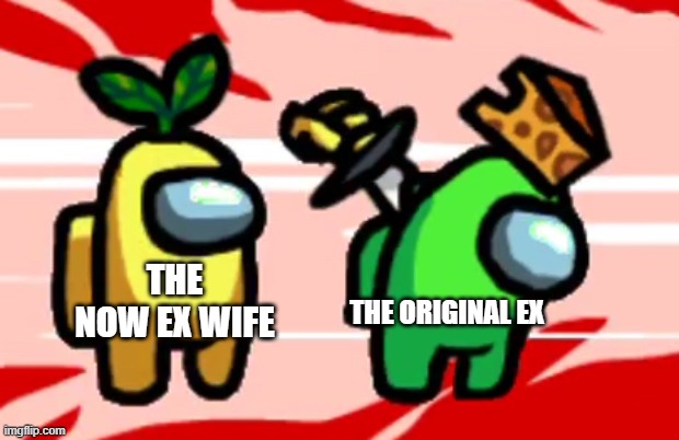 Among Us Stab | THE NOW EX WIFE THE ORIGINAL EX | image tagged in among us stab | made w/ Imgflip meme maker