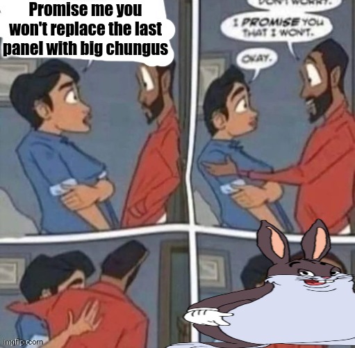 Promise me you won't replace the last panel with big chungus | made w/ Imgflip meme maker