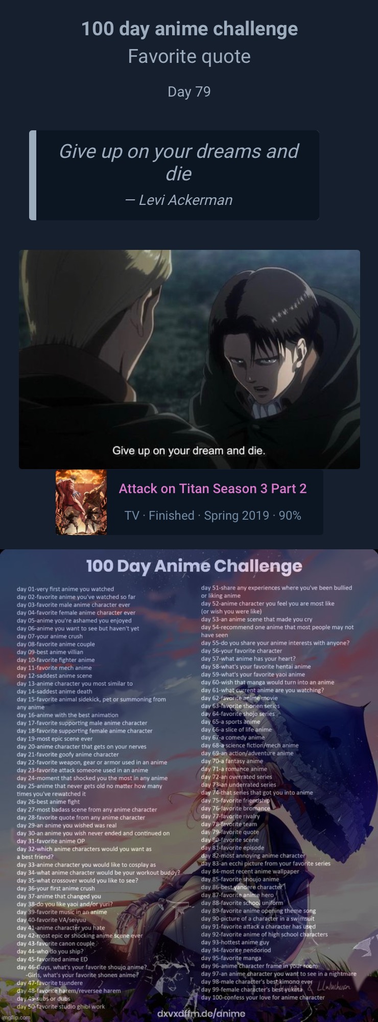 image tagged in 100 day anime challenge | made w/ Imgflip meme maker