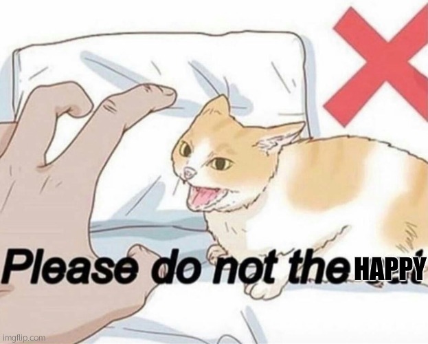 Please do not the cat | HAPPY | image tagged in please do not the cat | made w/ Imgflip meme maker