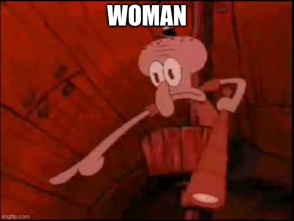 Squidward pointing | WOMAN | image tagged in squidward pointing | made w/ Imgflip meme maker