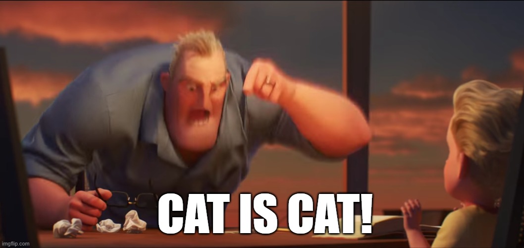 CAT IS CAT | CAT IS CAT! | image tagged in math is math | made w/ Imgflip meme maker