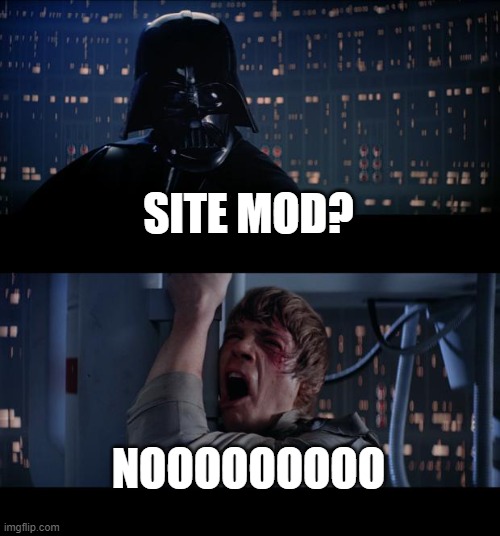 Star Wars No Meme | SITE MOD? NOOOOOOOOO | image tagged in memes,star wars no | made w/ Imgflip meme maker