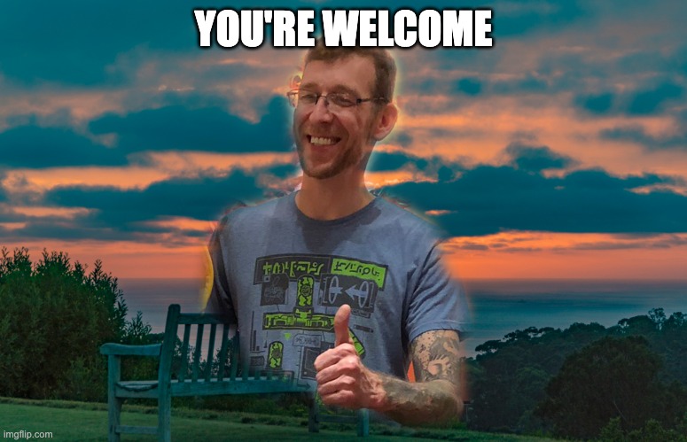 YOU'RE WELCOME | image tagged in passivejay / thumbsupjay | made w/ Imgflip meme maker