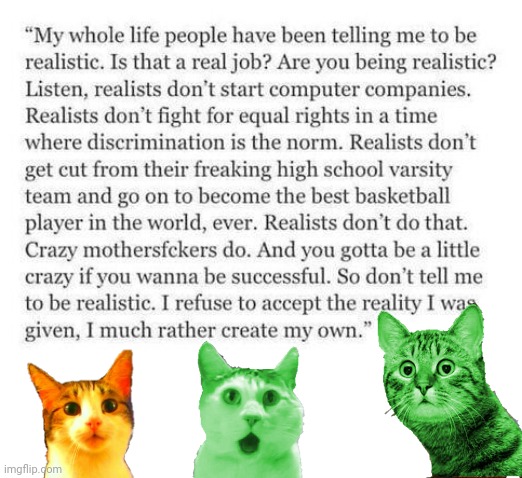 Be realistic | image tagged in raycat | made w/ Imgflip meme maker