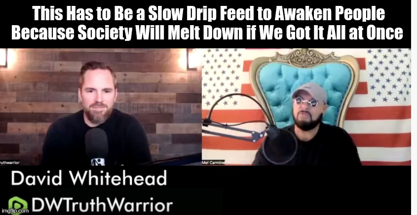 This Has to Be a Slow Drip Feed to Awaken People Because Society Will Melt Down if We Got It All at Once  (Video)