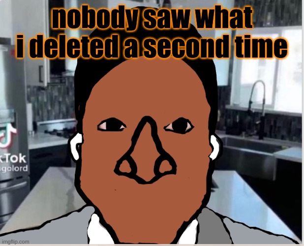 n | nobody saw what i deleted a second time | image tagged in n | made w/ Imgflip meme maker