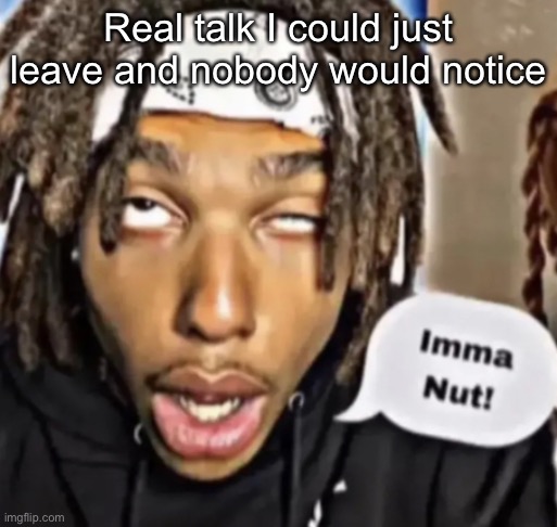Imma Nut! | Real talk I could just leave and nobody would notice | image tagged in imma nut | made w/ Imgflip meme maker