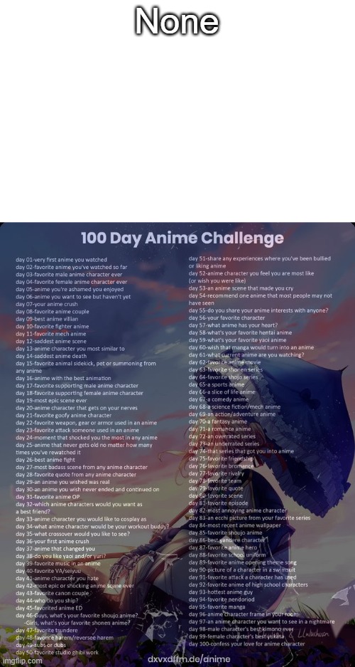 Day 5 | None | image tagged in anime | made w/ Imgflip meme maker