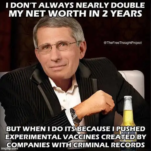 Evil Personified!! | image tagged in dr fauci,experiment,vaccines,company,criminals,records | made w/ Imgflip meme maker