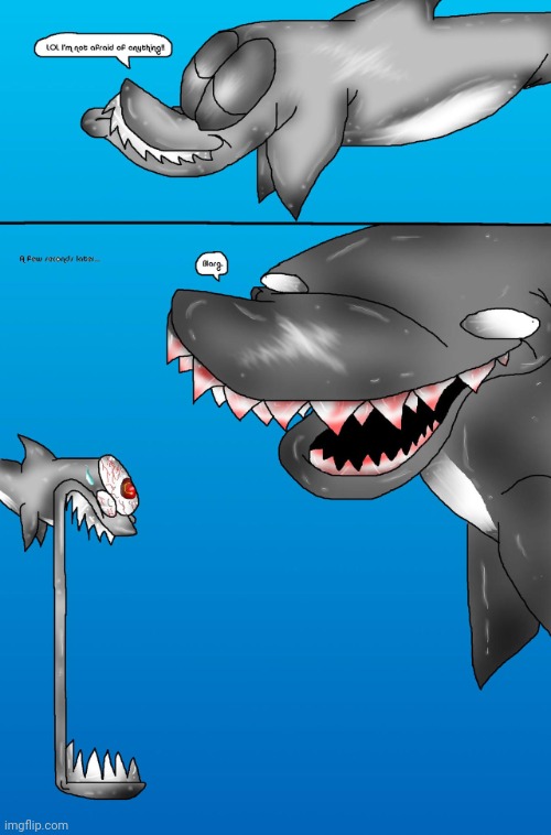 A random template I found | image tagged in jaws meets megalodon meme | made w/ Imgflip meme maker