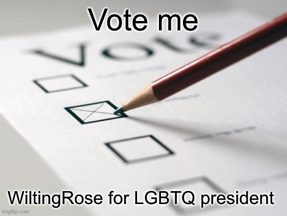 If u want | Vote me; WiltingRose for LGBTQ president | image tagged in voting ballot,president,lgbt | made w/ Imgflip meme maker