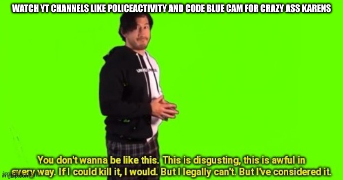 You don't wanna be like this | WATCH YT CHANNELS LIKE POLICEACTIVITY AND CODE BLUE CAM FOR CRAZY ASS KARENS | image tagged in you don't wanna be like this | made w/ Imgflip meme maker