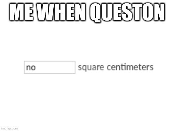 XD |  ME WHEN QUESTON | image tagged in blank white template,math,school | made w/ Imgflip meme maker