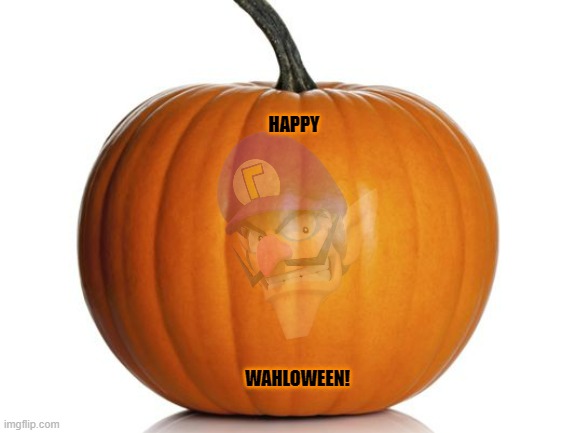 pumpkin waluigi | HAPPY; WAHLOWEEN! | image tagged in pumpkin,waluigi | made w/ Imgflip meme maker