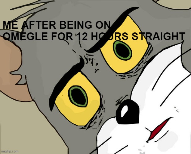 I went to be at 6am :) | ME AFTER BEING ON OMEGLE FOR 12 HOURS STRAIGHT | image tagged in memes,unsettled tom | made w/ Imgflip meme maker