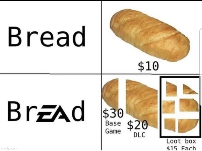 BrEAd | image tagged in ea,bread,dlc,gaming | made w/ Imgflip meme maker