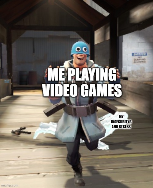true | ME PLAYING VIDEO GAMES; MY INSECURITYS AND STRESS | image tagged in tf2,videogames | made w/ Imgflip meme maker