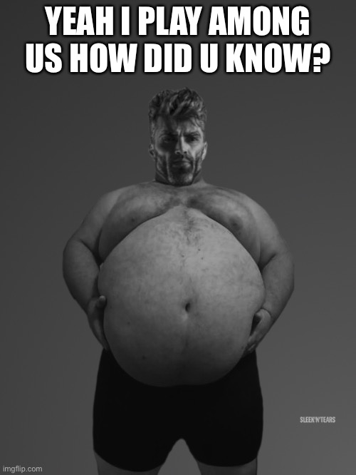 Fat Giga Chad | YEAH I PLAY AMONG US HOW DID U KNOW? | image tagged in fat giga chad | made w/ Imgflip meme maker