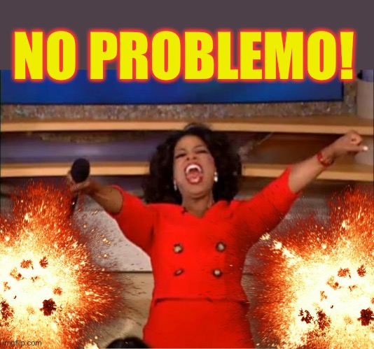 NO PROBLEMO! | image tagged in memes,oprah you get a | made w/ Imgflip meme maker