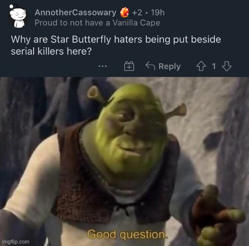 Good Question. | image tagged in shrek good question,reddit,memes,good question,question,funny | made w/ Imgflip meme maker