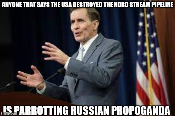 https://www.youtube.com/watch?v=OS4O8rGRLf8&t=85s | ANYONE THAT SAYS THE USA DESTROYED THE NORD STREAM PIPELINE; IS PARROTTING RUSSIAN PROPOGANDA | image tagged in joe biden,vladimir putin,the russians did it | made w/ Imgflip meme maker